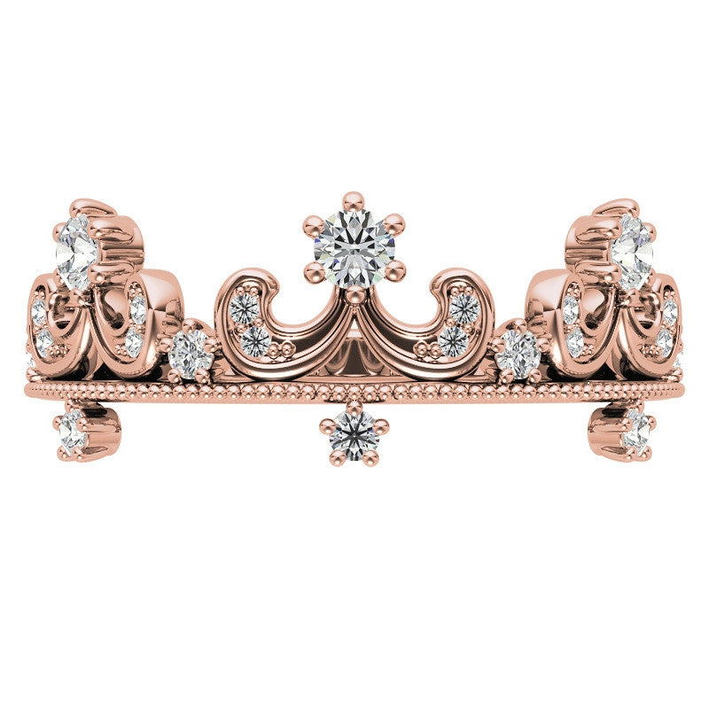 Tiara Design Round Brilliant Moissanite Stackable Band