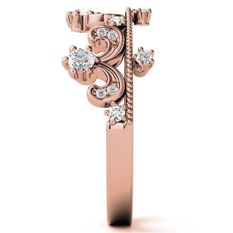 Tiara Design Round Brilliant Moissanite Stackable Band