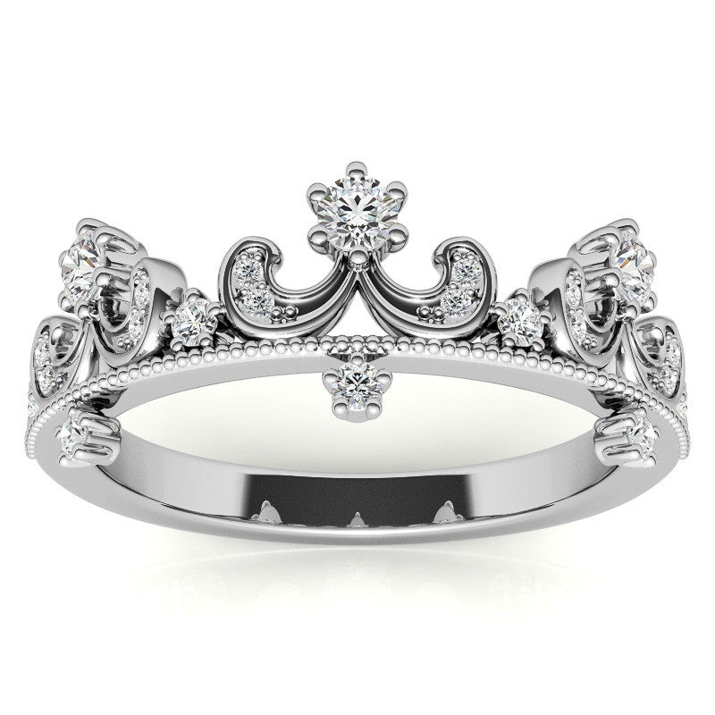 Tiara Design Round Brilliant Moissanite Stackable Band
