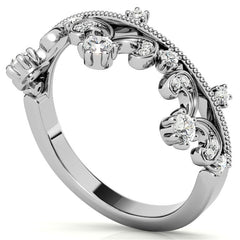Tiara Design Round Brilliant Moissanite Stackable Band