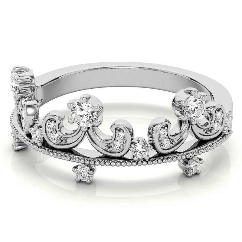 Tiara Design Round Brilliant Moissanite Stackable Band