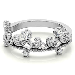 Tiara Design Round Brilliant Moissanite Stackable Band