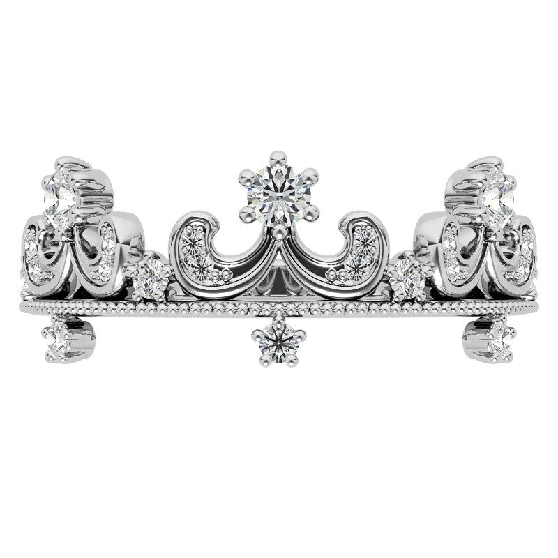 Tiara Design Round Brilliant Moissanite Stackable Band
