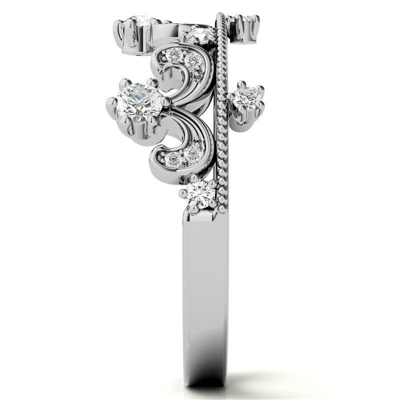 Tiara Design Round Brilliant Moissanite Stackable Band