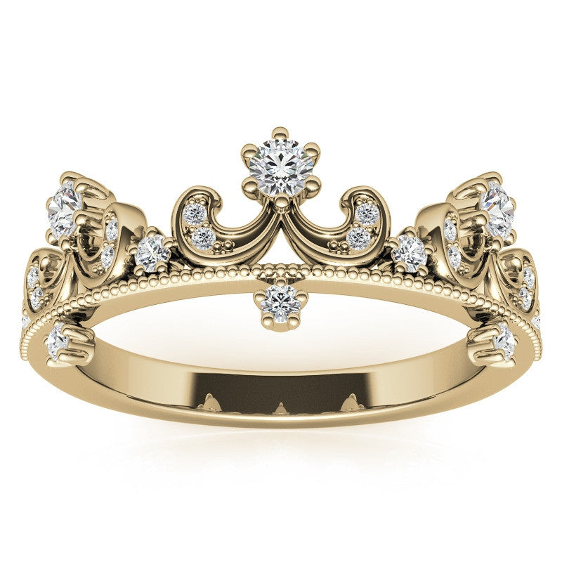 Tiara Design Round Brilliant Moissanite Stackable Band