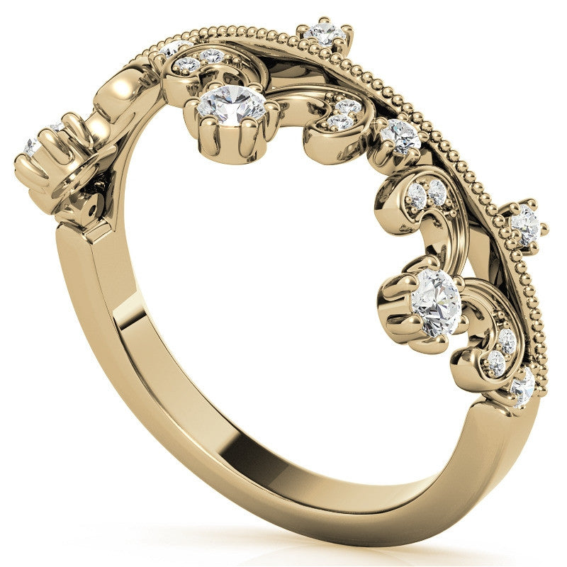 Tiara Design Round Brilliant Moissanite Stackable Band