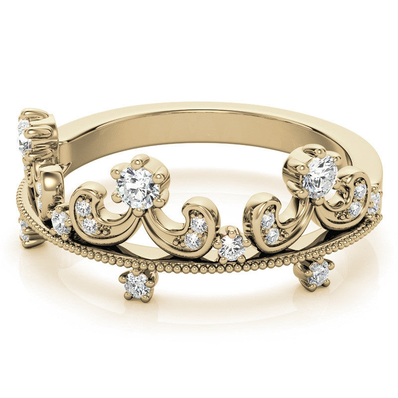 Tiara Design Round Brilliant Moissanite Stackable Band