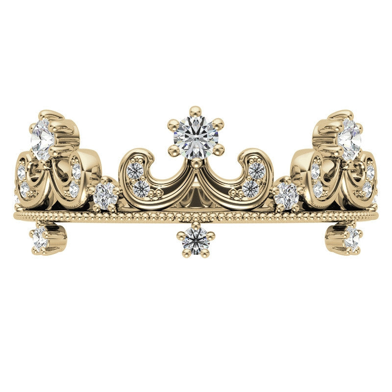 Tiara Design Round Brilliant Moissanite Stackable Band