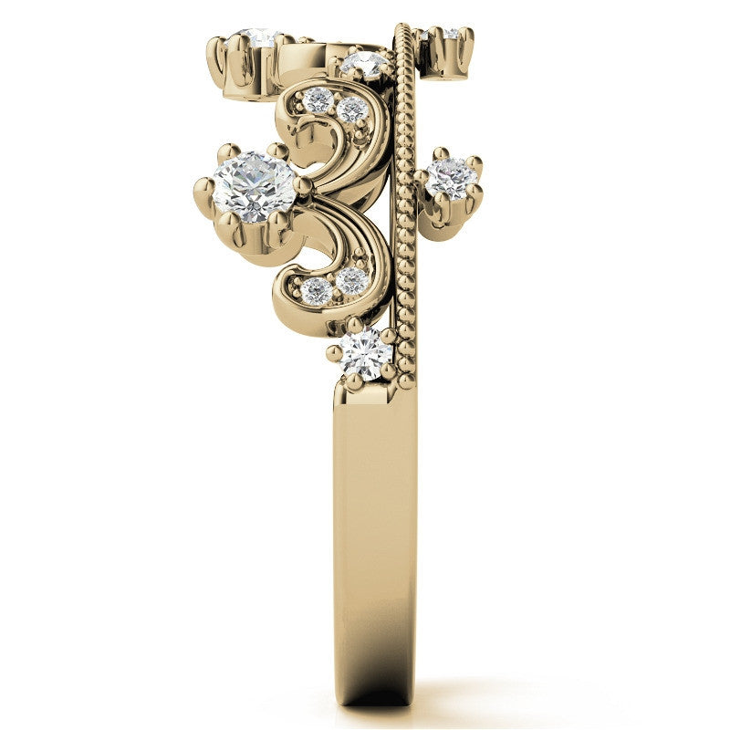 Tiara Design Round Brilliant Moissanite Stackable Band
