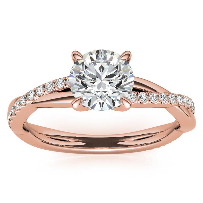 Twisted 4-Prong Round Brilliant Moissanite Engagement Ring