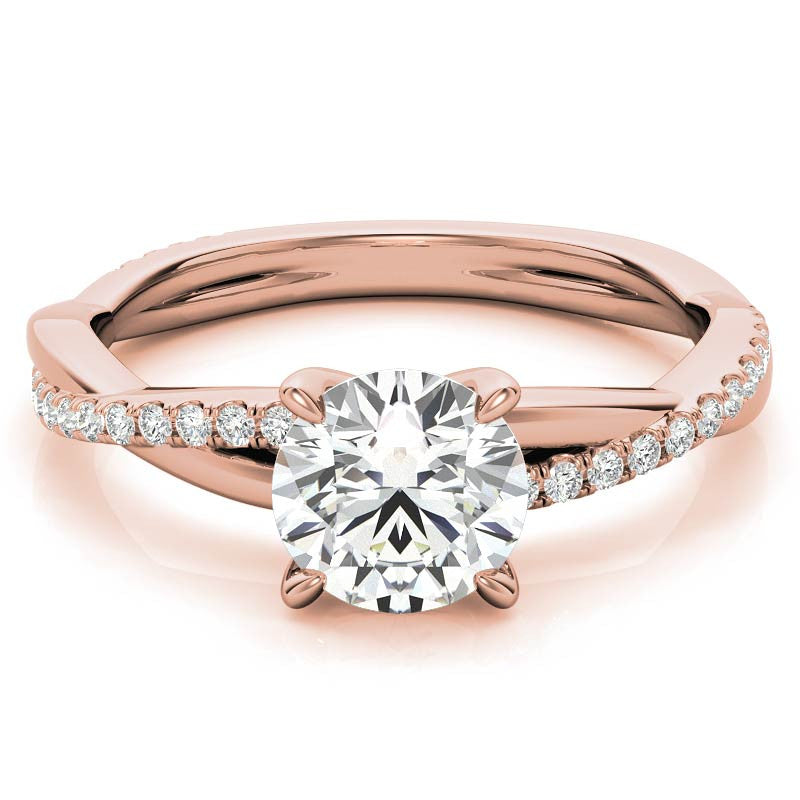 Twisted 4-Prong Round Brilliant Moissanite Engagement Ring