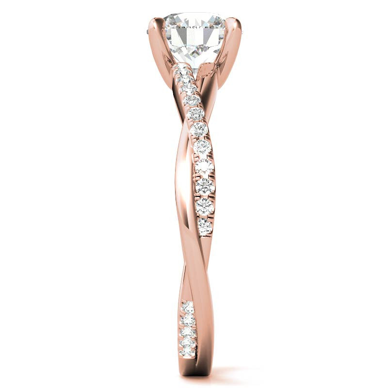 Twisted 4-Prong Round Brilliant Moissanite Engagement Ring