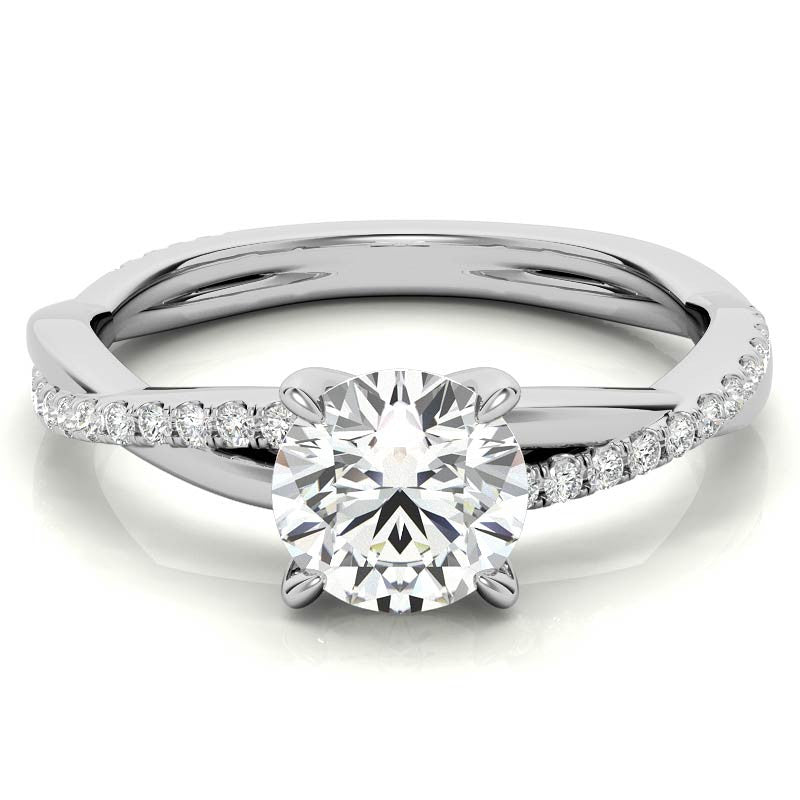 Twisted 4-Prong Round Brilliant Moissanite Engagement Ring