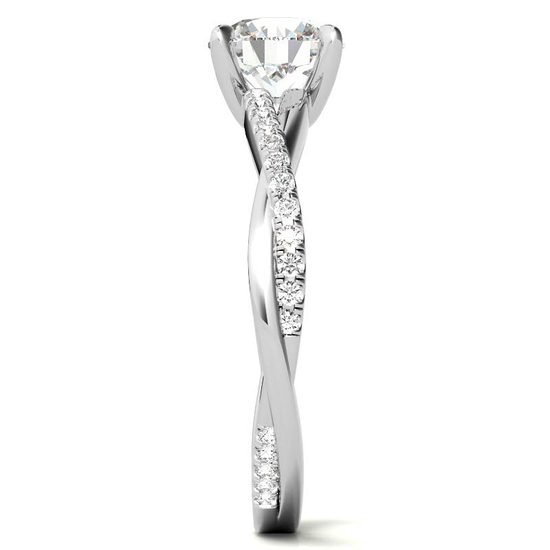 Twisted 4-Prong Round Brilliant Moissanite Engagement Ring