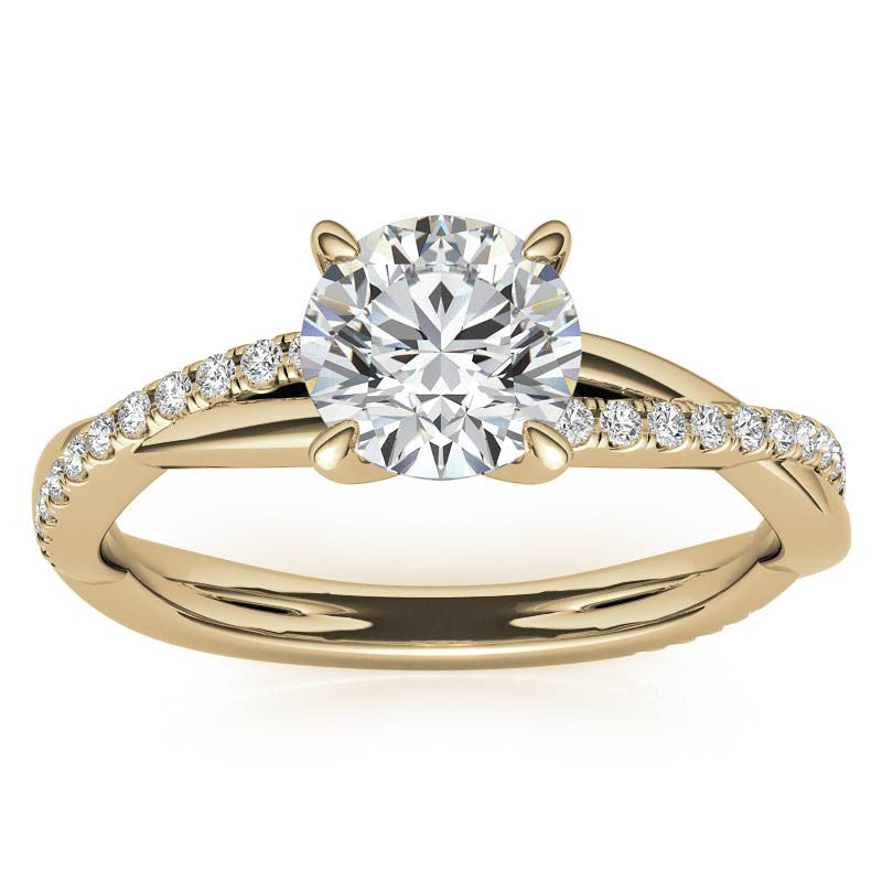 Twisted 4-Prong Round Brilliant Moissanite Engagement Ring