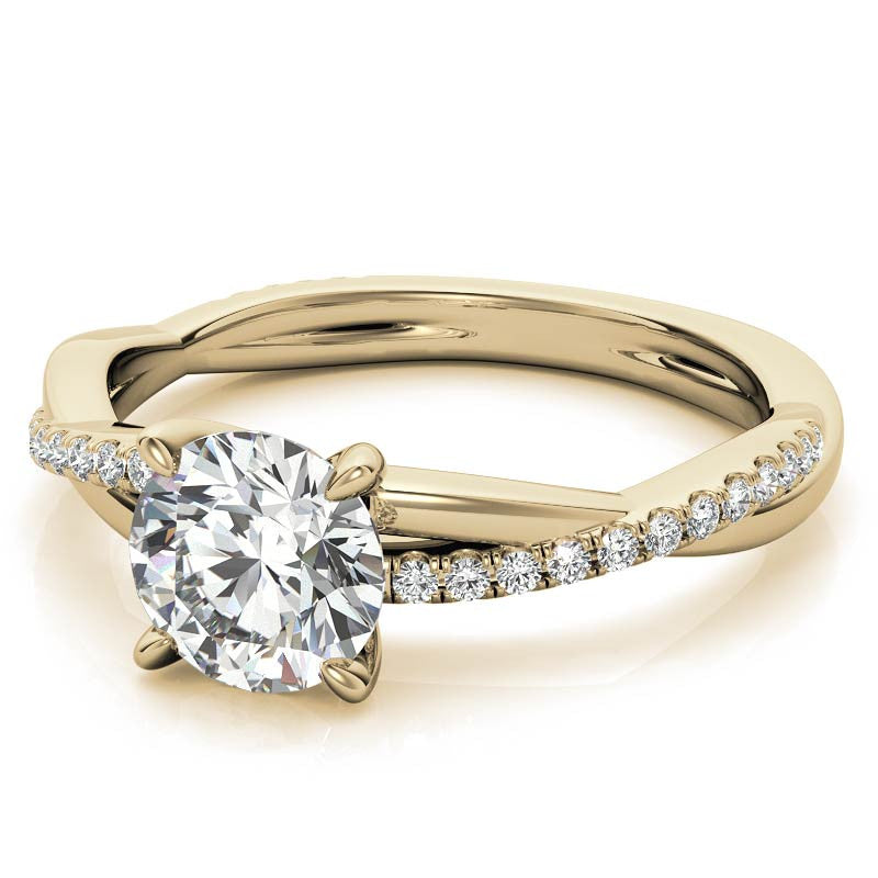 Twisted 4-Prong Round Brilliant Moissanite Engagement Ring