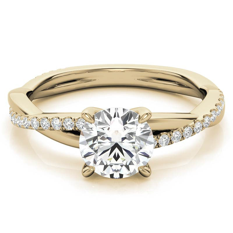 Twisted 4-Prong Round Brilliant Moissanite Engagement Ring