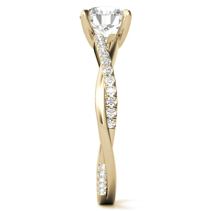 Twisted 4-Prong Round Brilliant Moissanite Engagement Ring