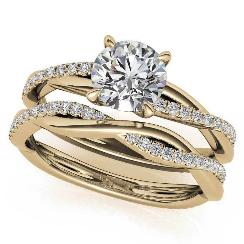 Twisted 4-Prong Round Brilliant Moissanite Engagement Ring