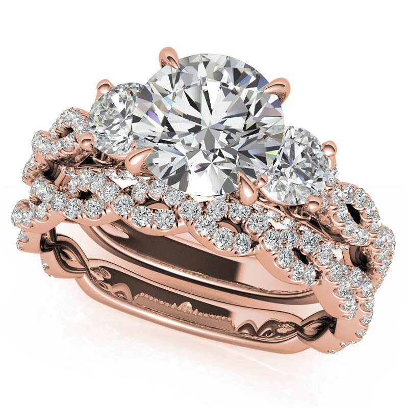Round Brilliant Three-Stone Infinity Engagement Ring