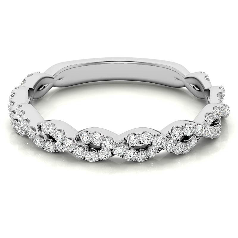 Round Infinity Style Moissanite Stackable Band