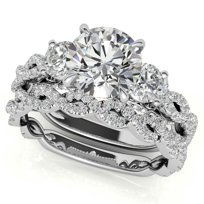 Round Brilliant Three-Stone Infinity Engagement Ring