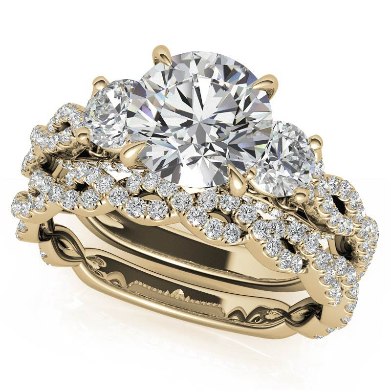 Round Brilliant Three-Stone Infinity Engagement Ring
