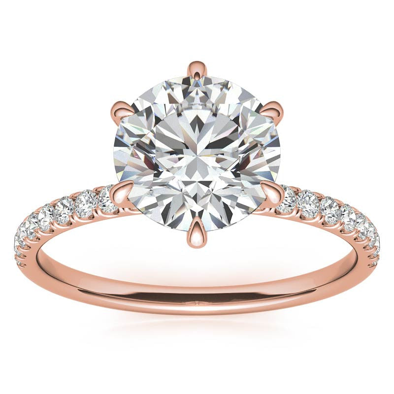 6-Prong Round Brilliant Moissanite Engagement Ring with Collar