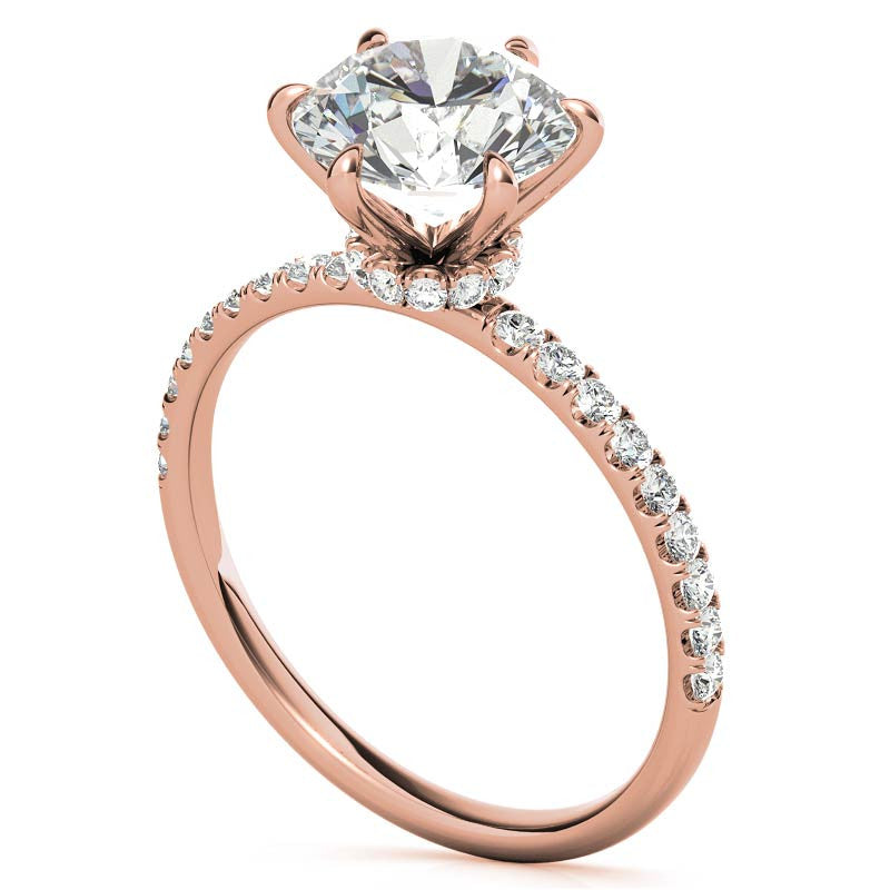 6-Prong Round Brilliant Moissanite Engagement Ring with Collar