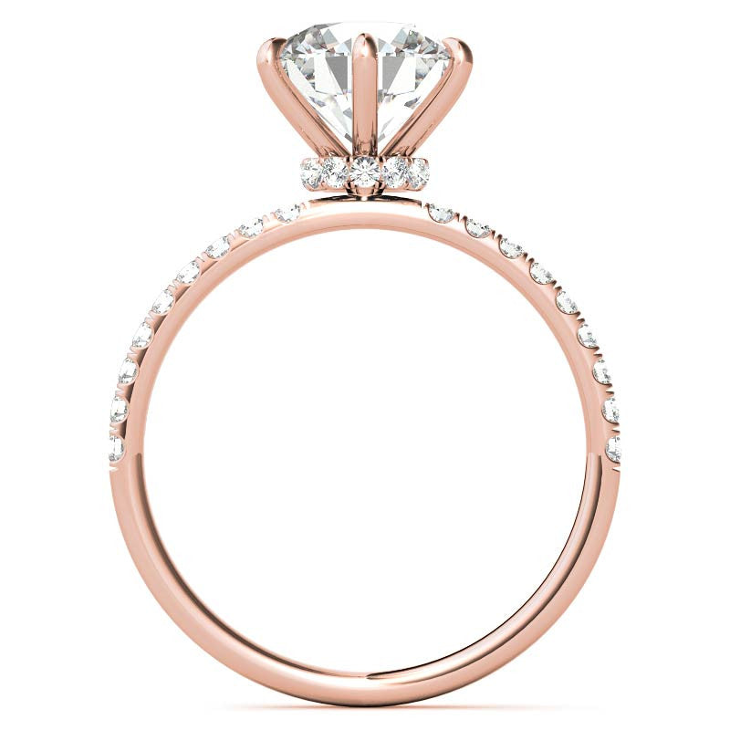 6-Prong Round Brilliant Moissanite Engagement Ring with Collar