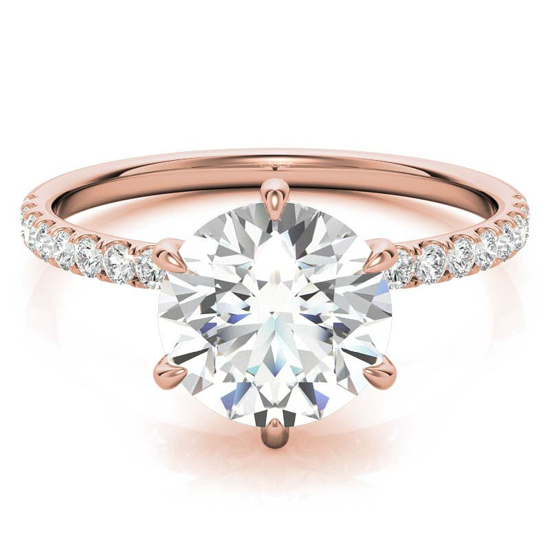 6-Prong Round Brilliant Moissanite Engagement Ring with Collar