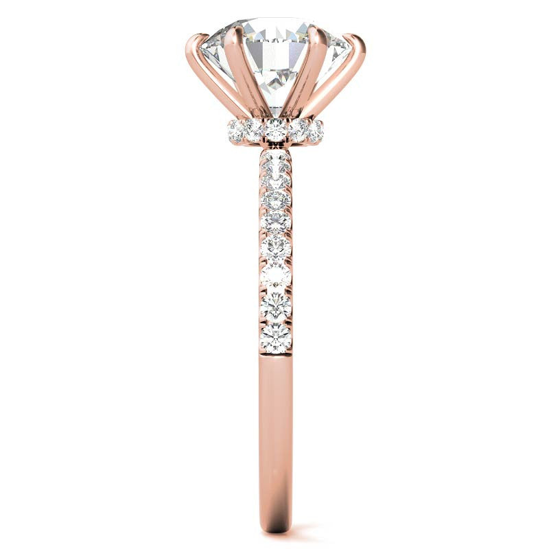 6-Prong Round Brilliant Moissanite Engagement Ring with Collar