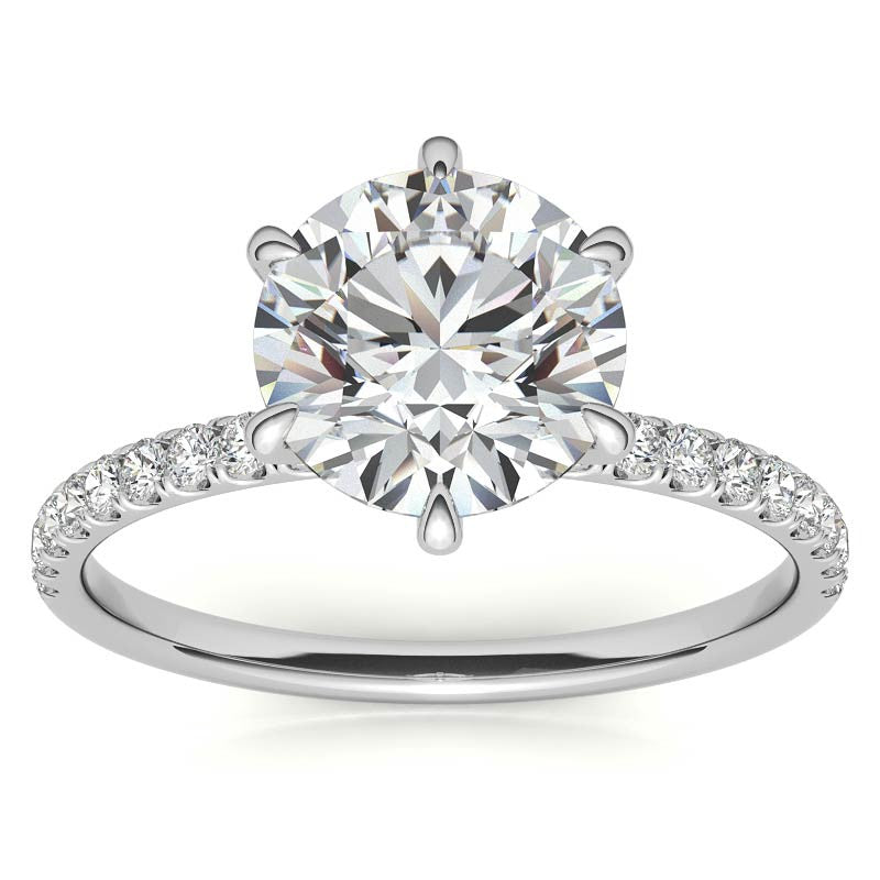 6-Prong Round Brilliant Moissanite Engagement Ring with Collar