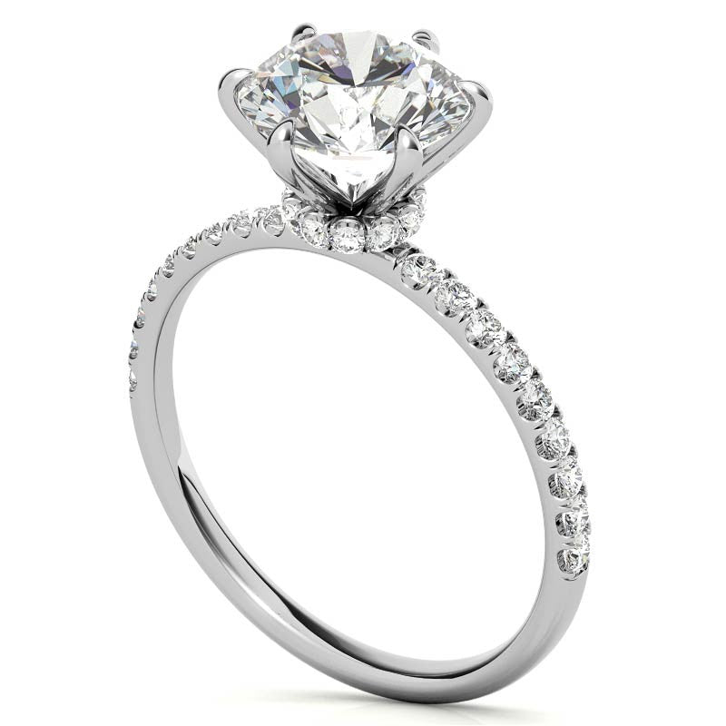 6-Prong Round Brilliant Moissanite Engagement Ring with Collar
