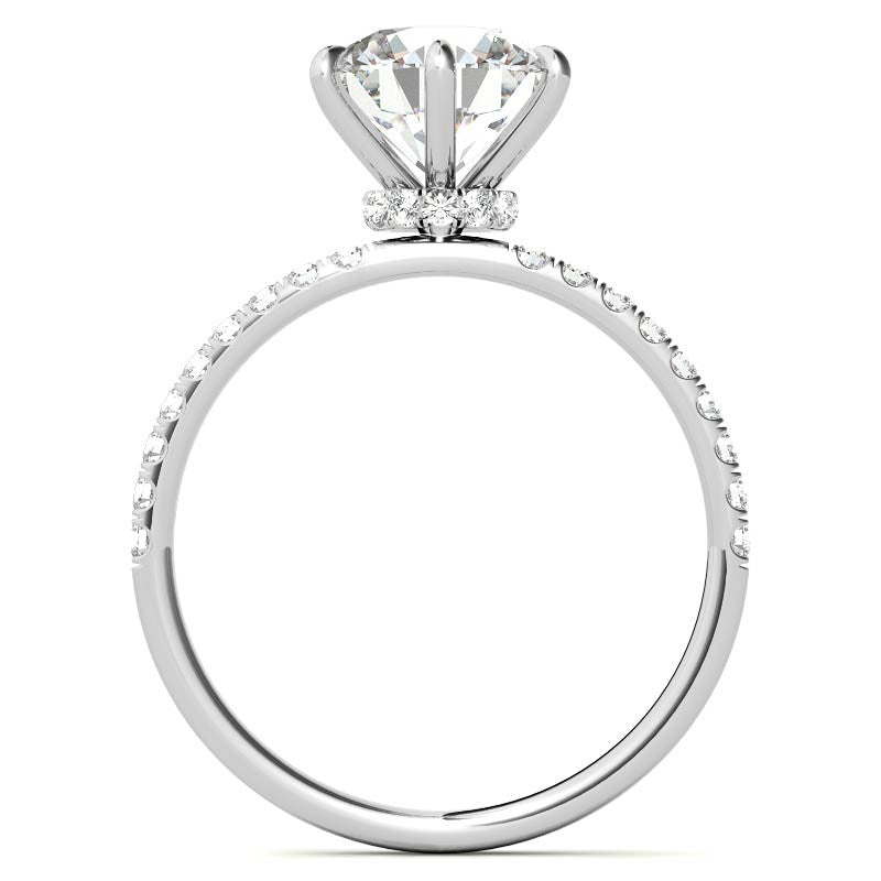6-Prong Round Brilliant Moissanite Engagement Ring with Collar