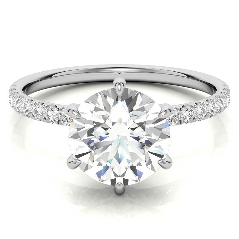 6-Prong Round Brilliant Moissanite Engagement Ring with Collar