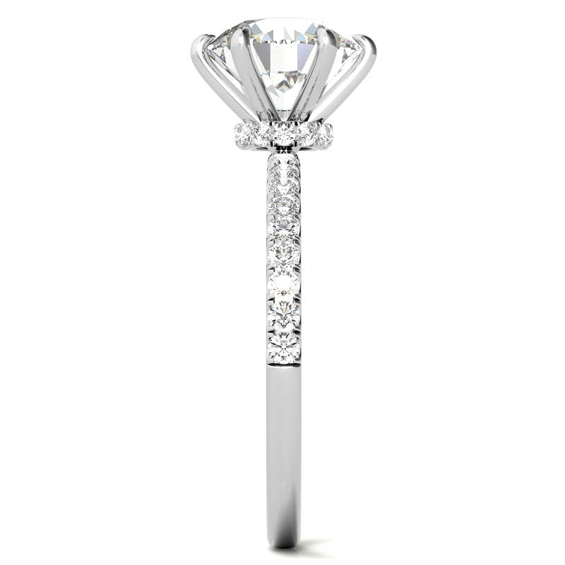 6-Prong Round Brilliant Moissanite Engagement Ring with Collar