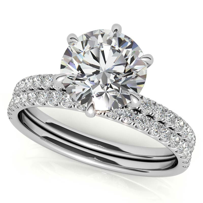 6-Prong Round Brilliant Moissanite Engagement Ring with Collar