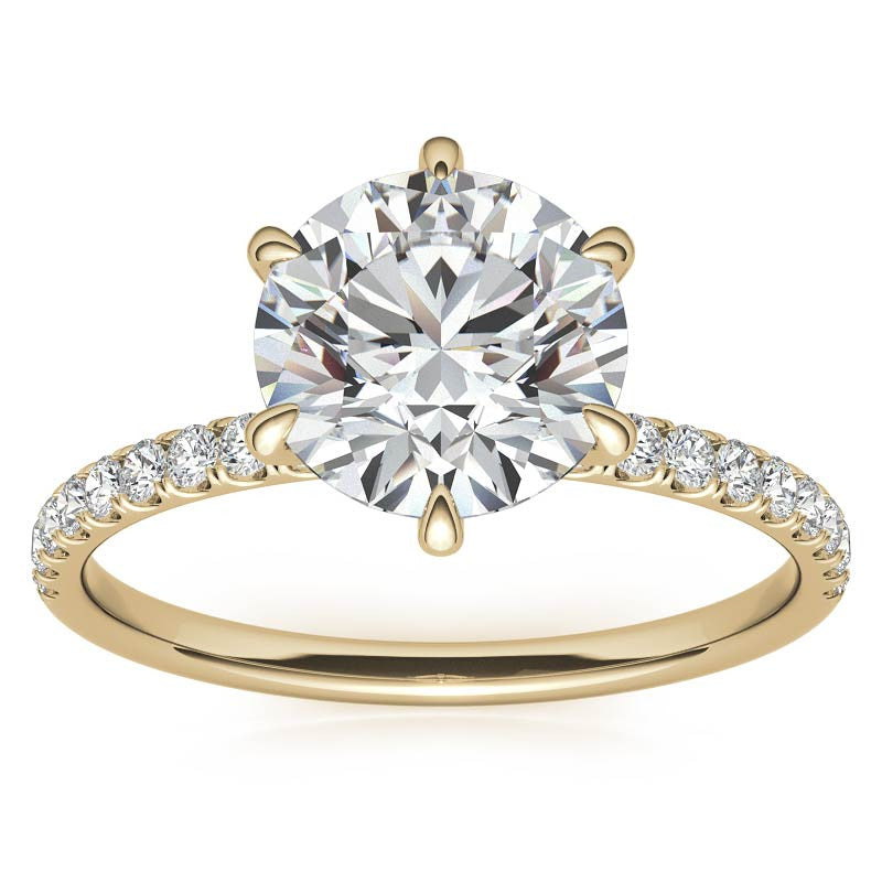 6-Prong Round Brilliant Moissanite Engagement Ring with Collar