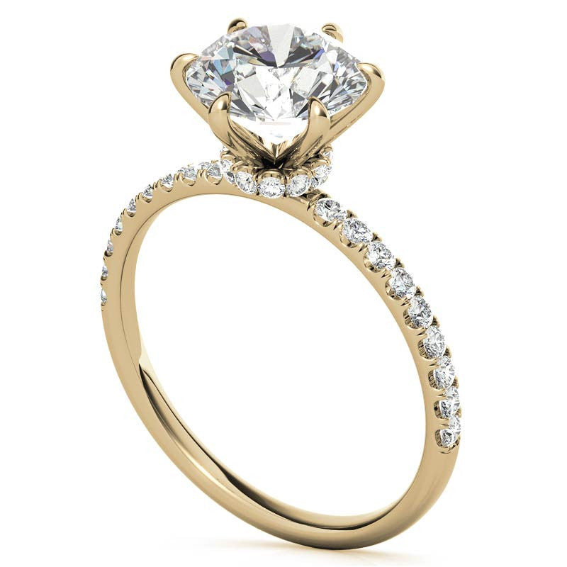 6-Prong Round Brilliant Moissanite Engagement Ring with Collar