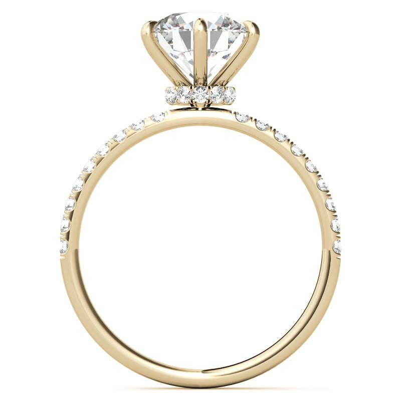 6-Prong Round Brilliant Moissanite Engagement Ring with Collar