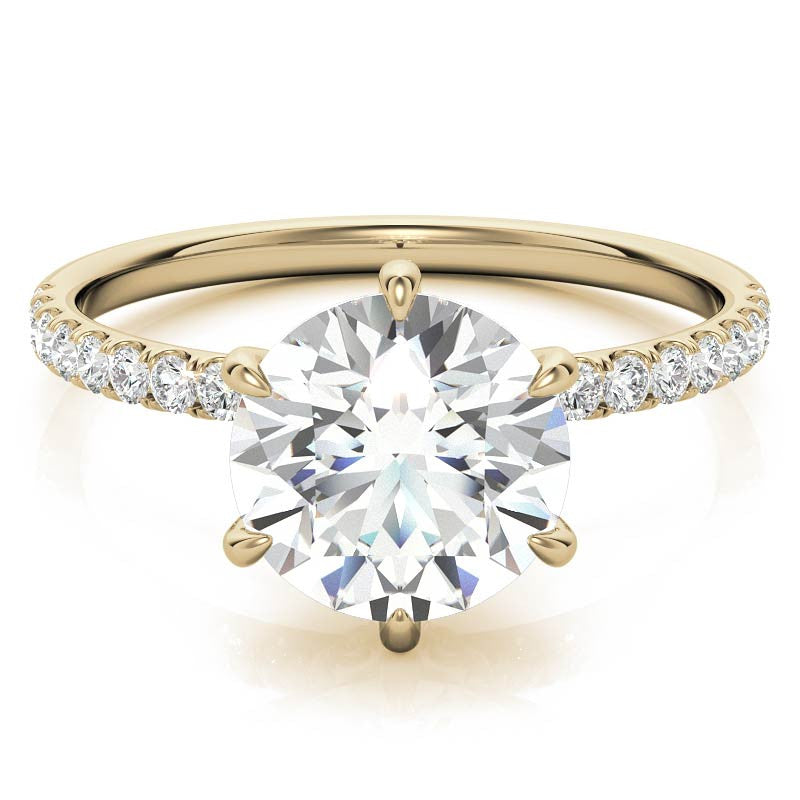 6-Prong Round Brilliant Moissanite Engagement Ring with Collar