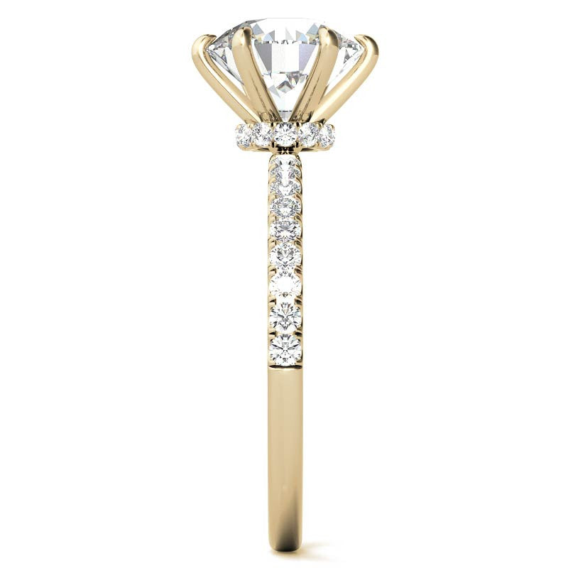 6-Prong Round Brilliant Moissanite Engagement Ring with Collar