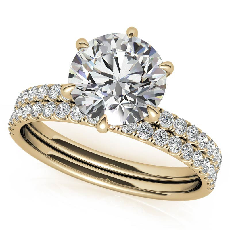 6-Prong Round Brilliant Moissanite Engagement Ring with Collar