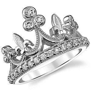 Crown Design Right Hand Ring with Milgrain Accents
