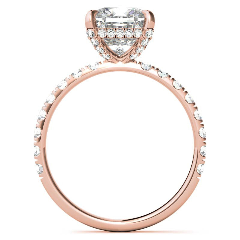Cushion Moissanite Pave Basket Engagement Ring - 2.3mm
