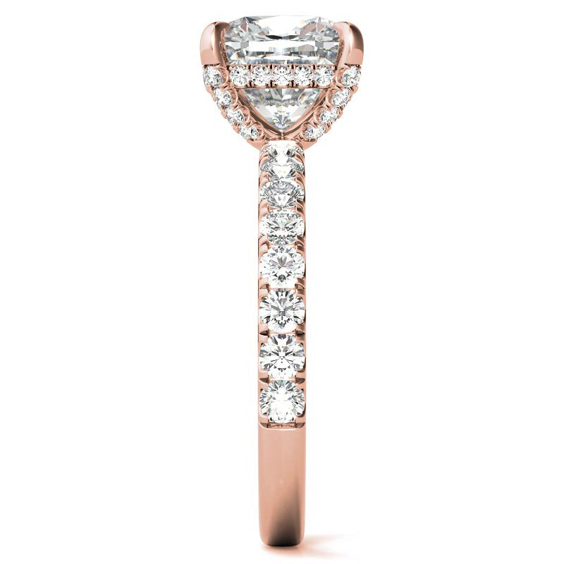 Cushion Moissanite Pave Basket Engagement Ring - 2.3mm