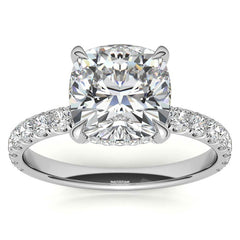 Cushion Moissanite Pave Basket Engagement Ring - 2.3mm
