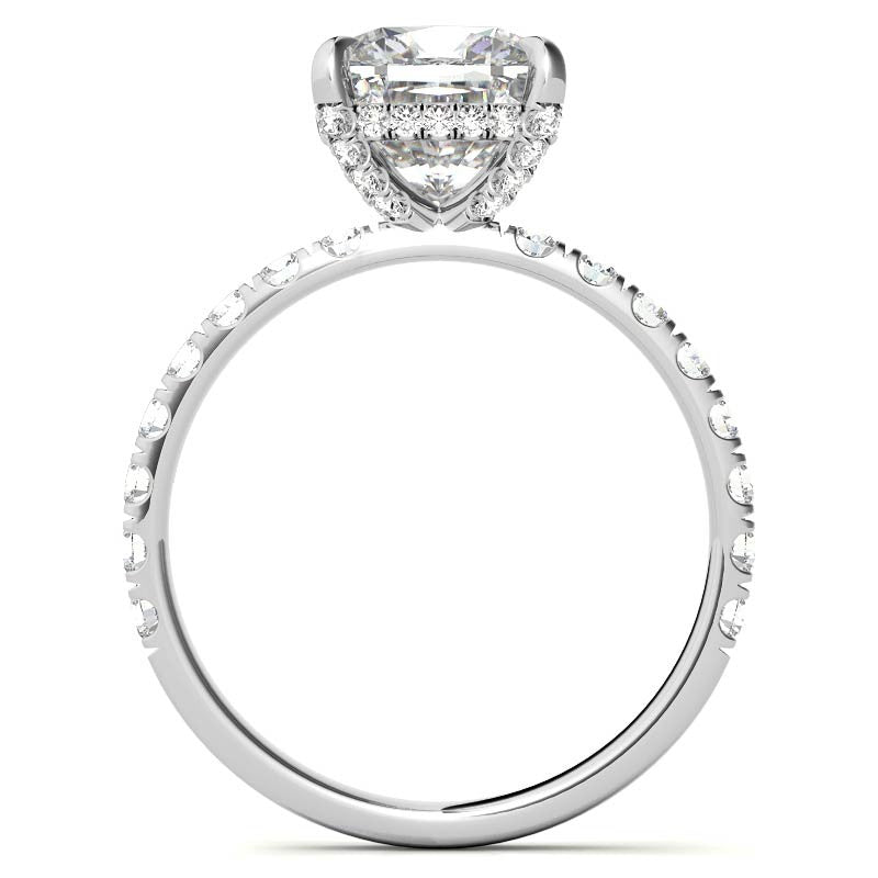 Cushion Moissanite Pave Basket Engagement Ring - 2.3mm