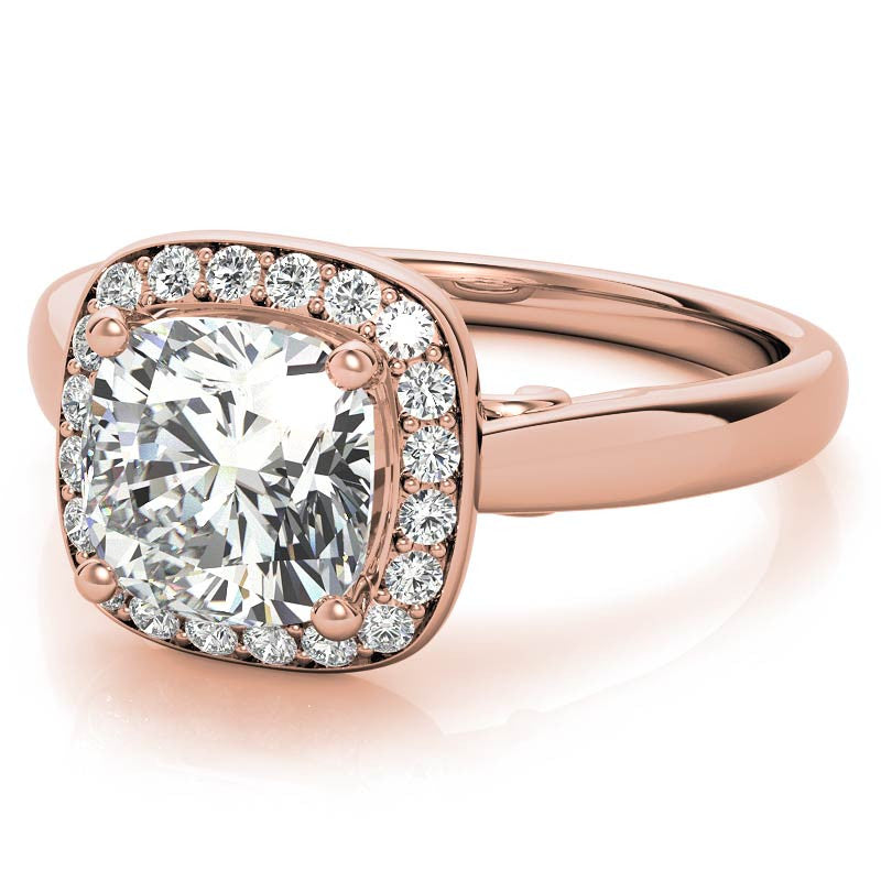Cushion Scroll Halo Moissanite Engagement Ring